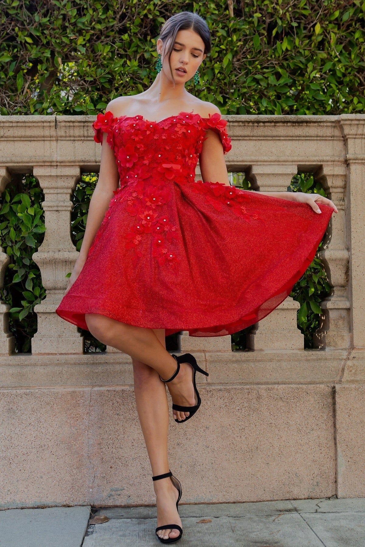 3D Floral Short Off Shoulder Dress by Cinderella Couture 5120J - product image 10