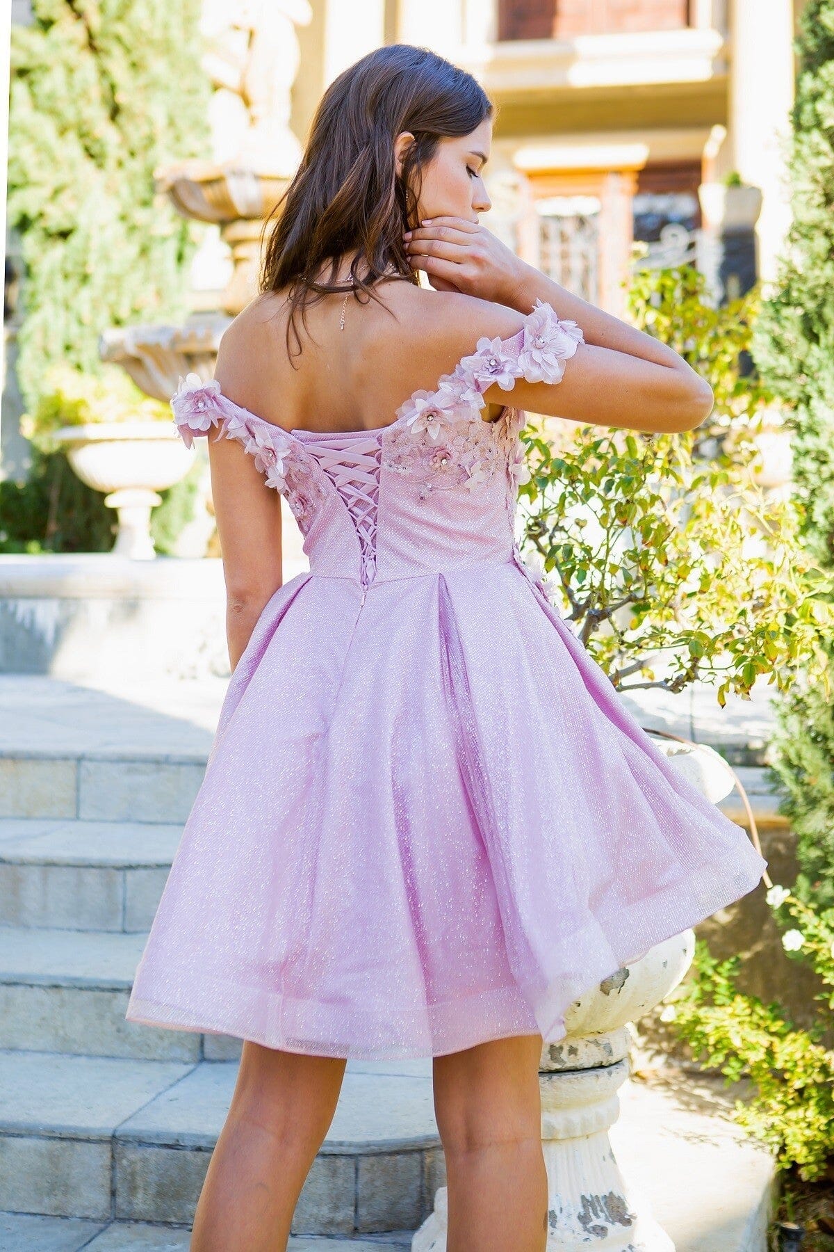 3D Floral Short Off Shoulder Dress by Cinderella Couture 5120J - product image 5