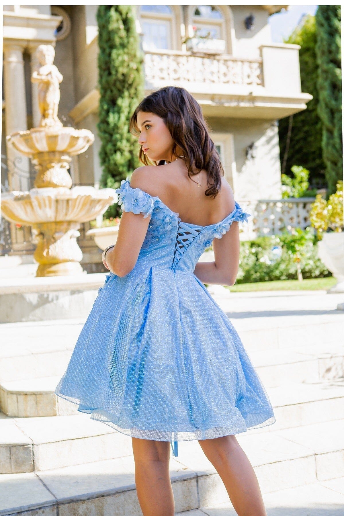3D Floral Short Off Shoulder Dress by Cinderella Couture 5120J - product image 2