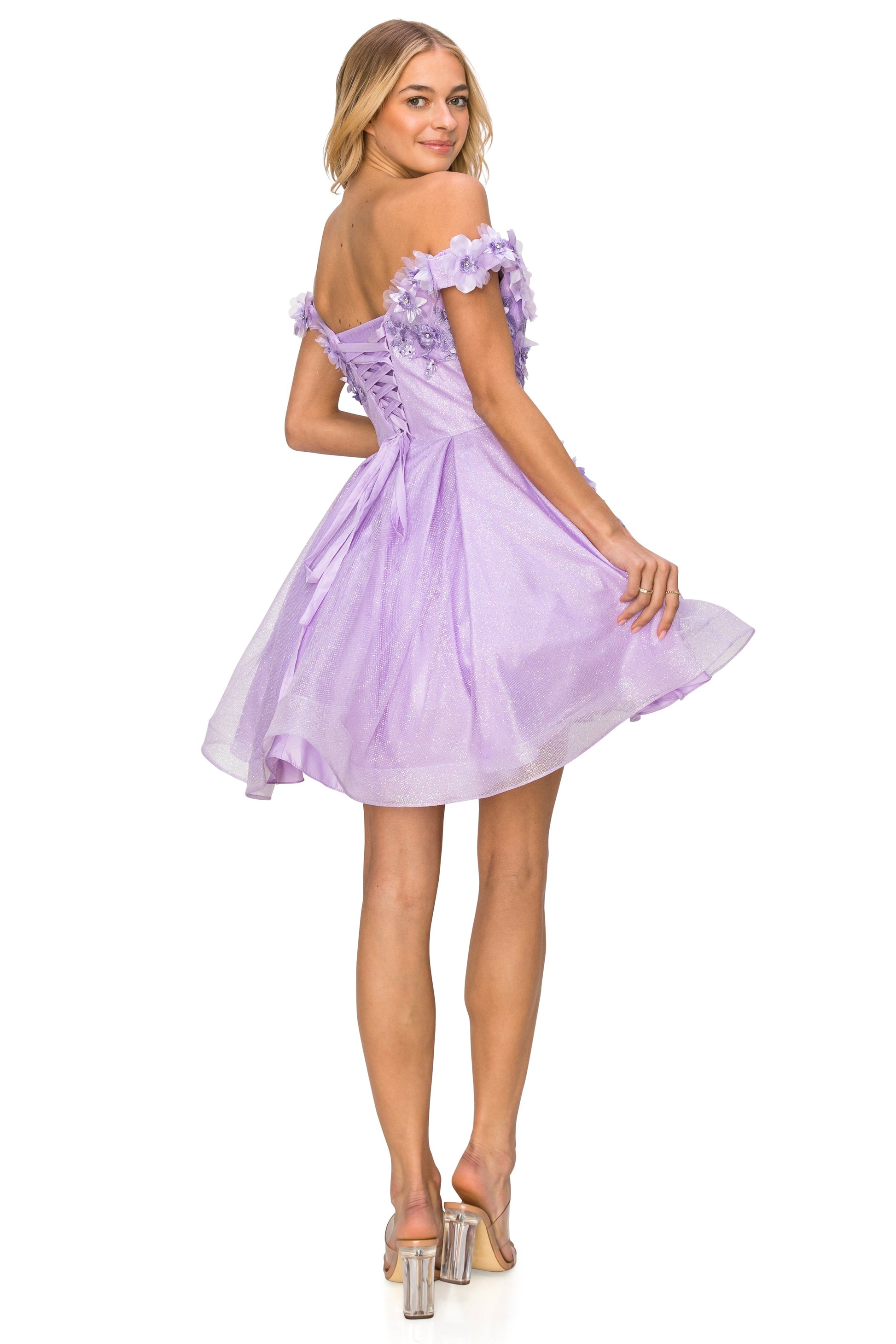 3D Floral Short Off Shoulder Dress by Cinderella Couture 5120J - product image 12