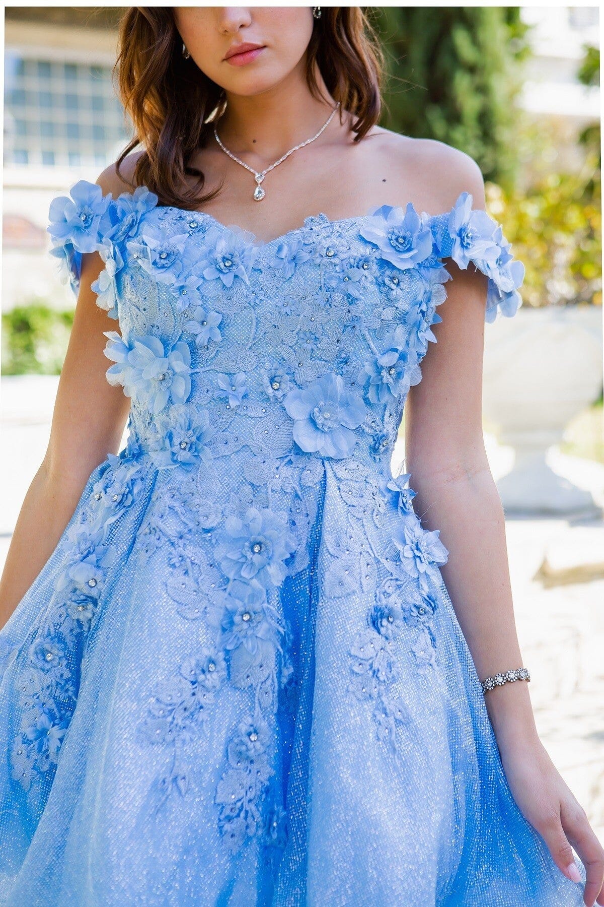 3D Floral Short Off Shoulder Dress by Cinderella Couture 5120J - product image 3