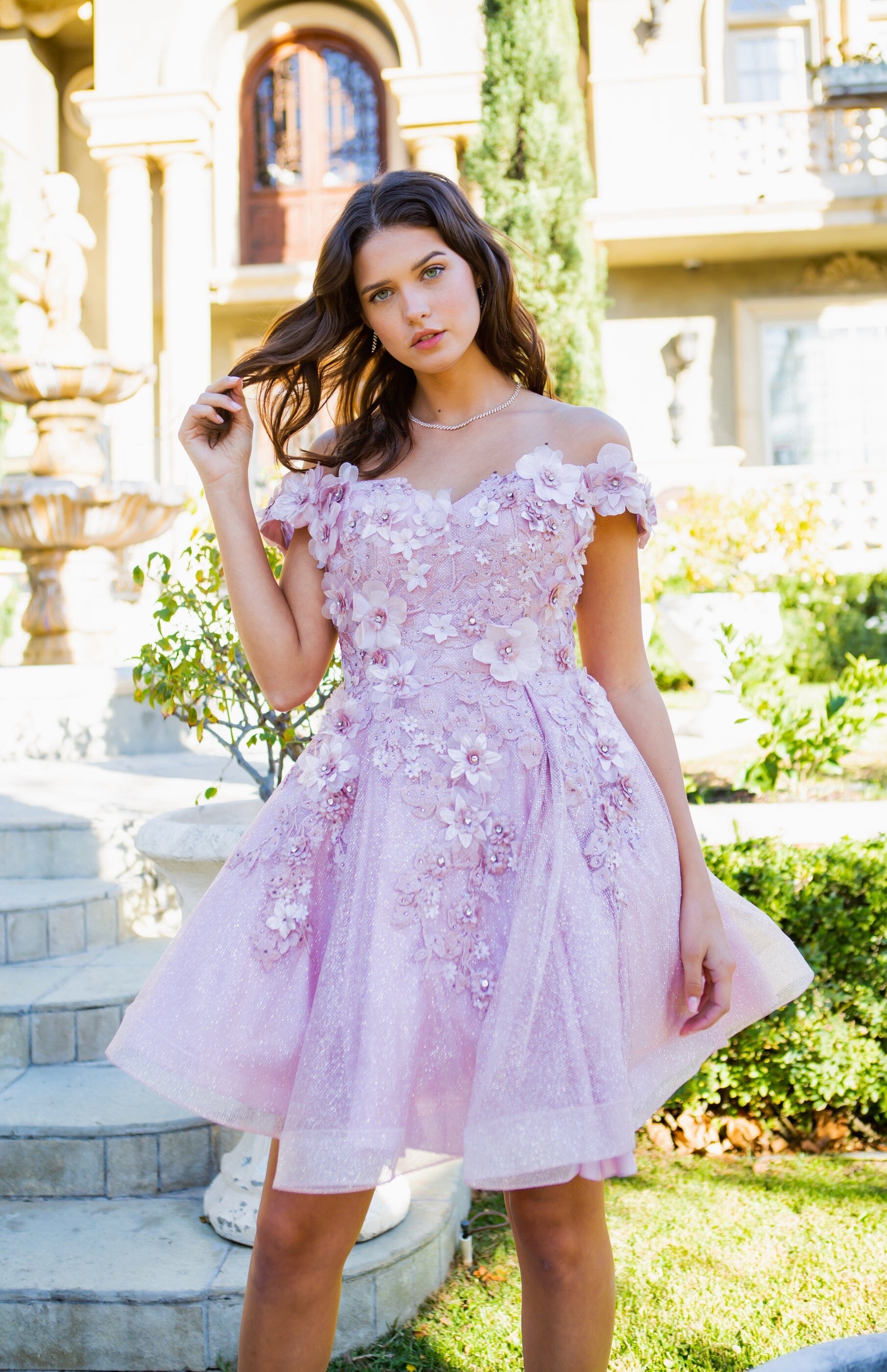 3D Floral Short Off Shoulder Dress by Cinderella Couture 5120J - product image 4