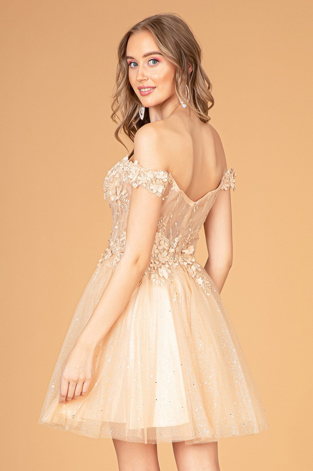 3D Floral Short Off Shoulder Dress by Elizabeth K GS3096 - product image 6