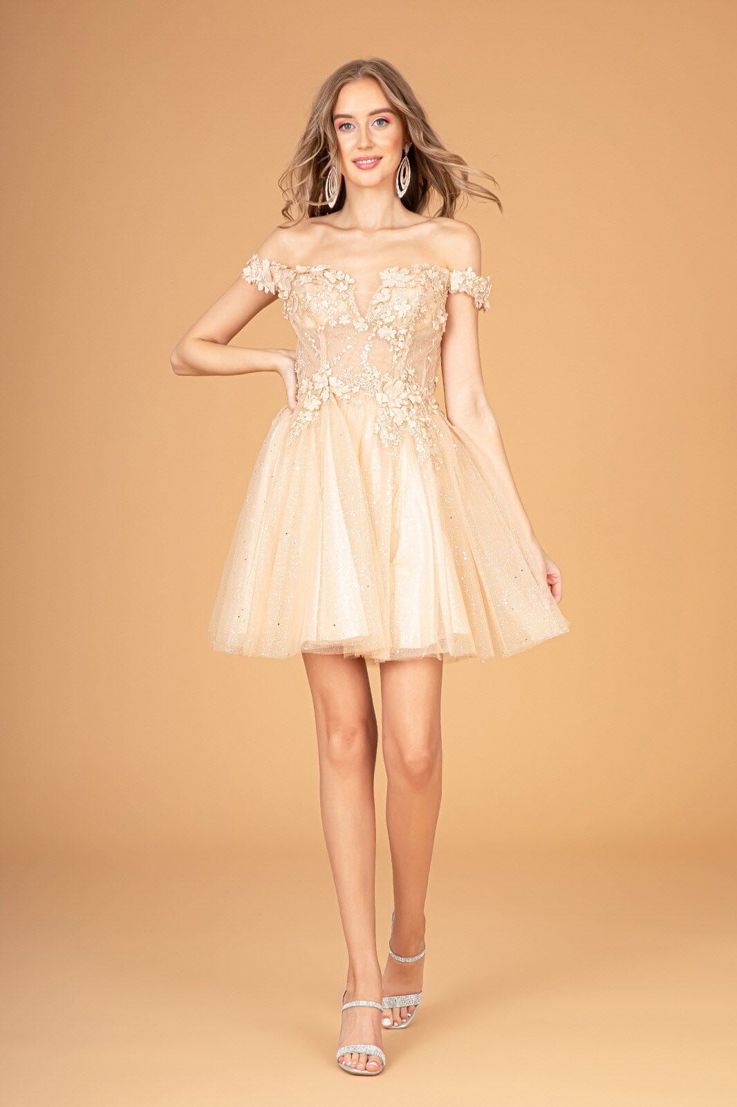3D Floral Short Off Shoulder Dress by Elizabeth K GS3096 - product image 7
