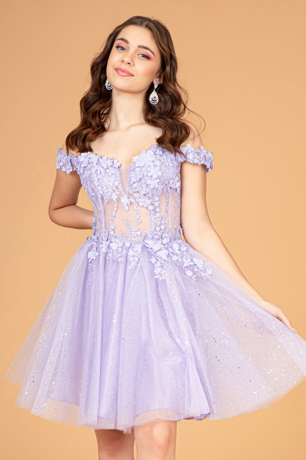3D Floral Short Off Shoulder Dress by Elizabeth K GS3096 - product image 9