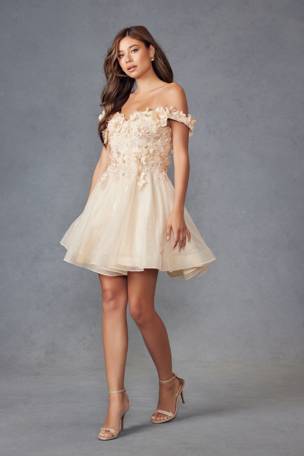 3D Floral Short Off Shoulder Dress by Juliet 861 - product image 11