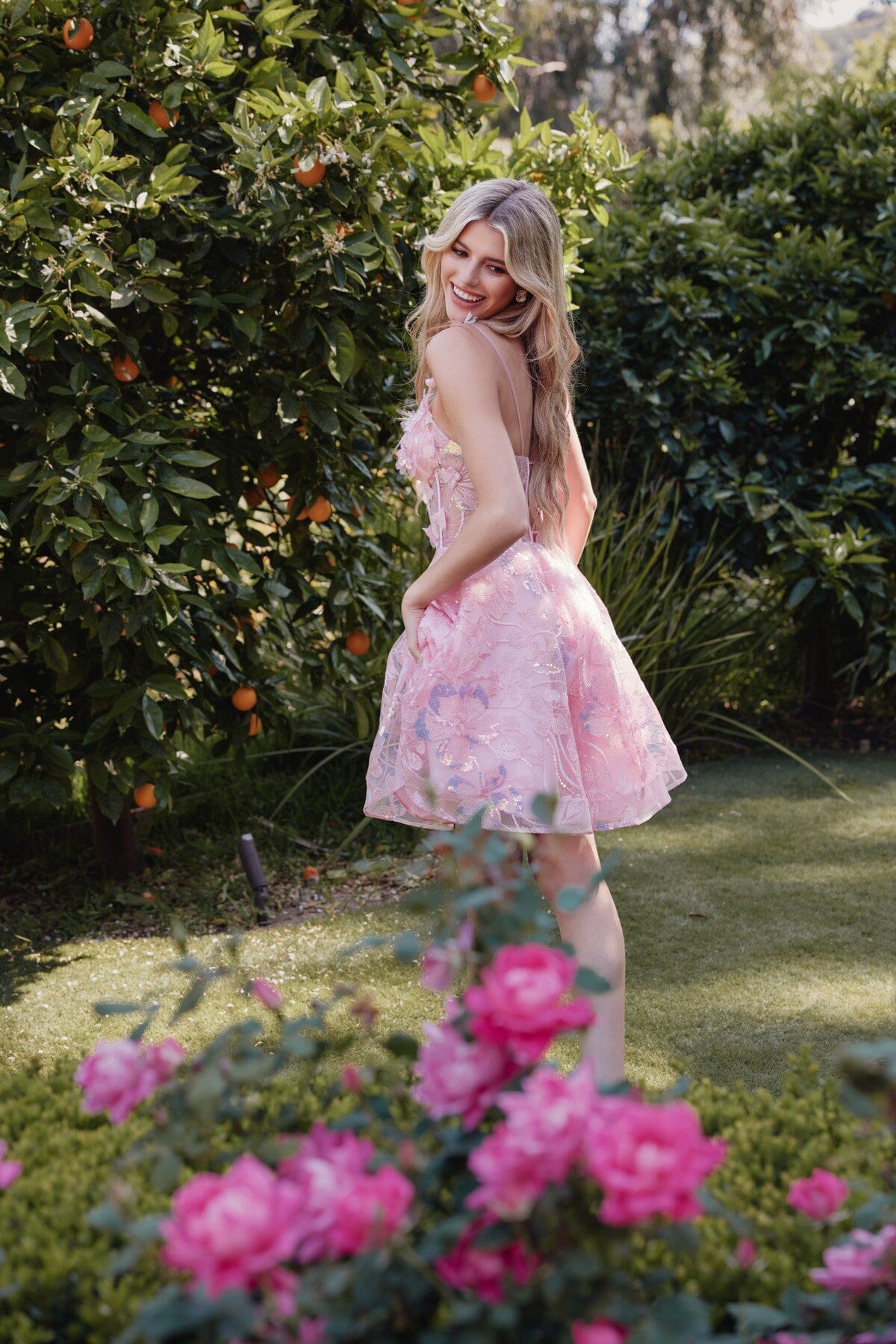 3D Floral Short Sleeveless A-line Dress by Juliet JT917A - product image 5