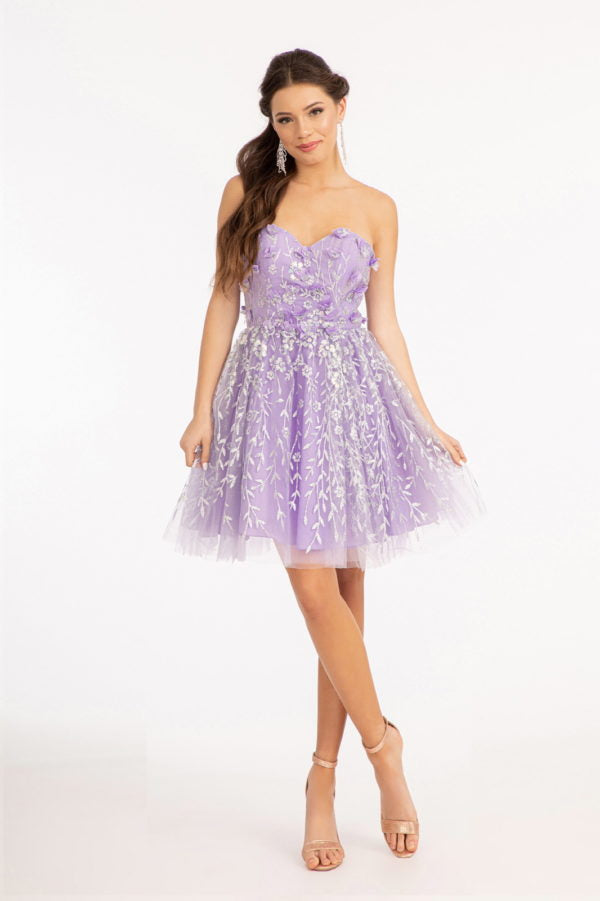 3D Floral Short Strapless Dress by Elizabeth K GS1995 - product image 3