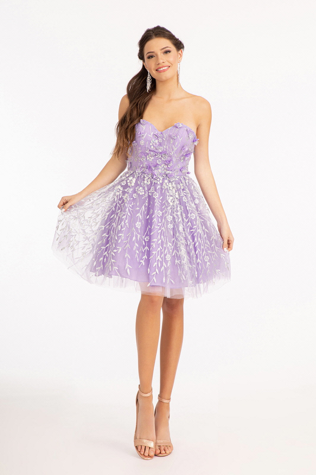 3D Floral Short Strapless Dress by Elizabeth K GS1995 - product image 1