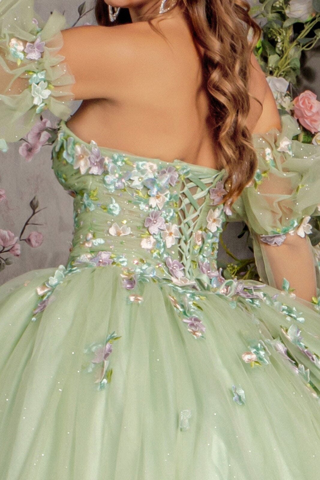 3D Floral Strapless Bell Sleeve Ball Gown by GLS Gloria GL3300 - product image 4