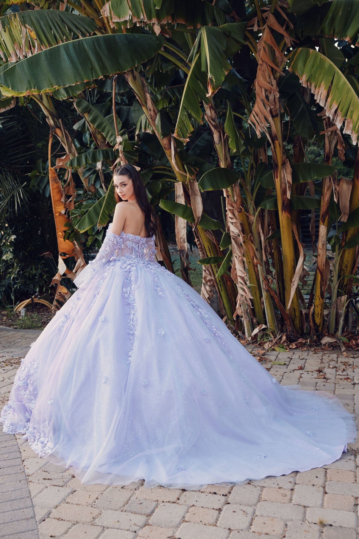 3D Floral Strapless Bell Sleeve Ball Gown by Juliet JT1459J - product image 6