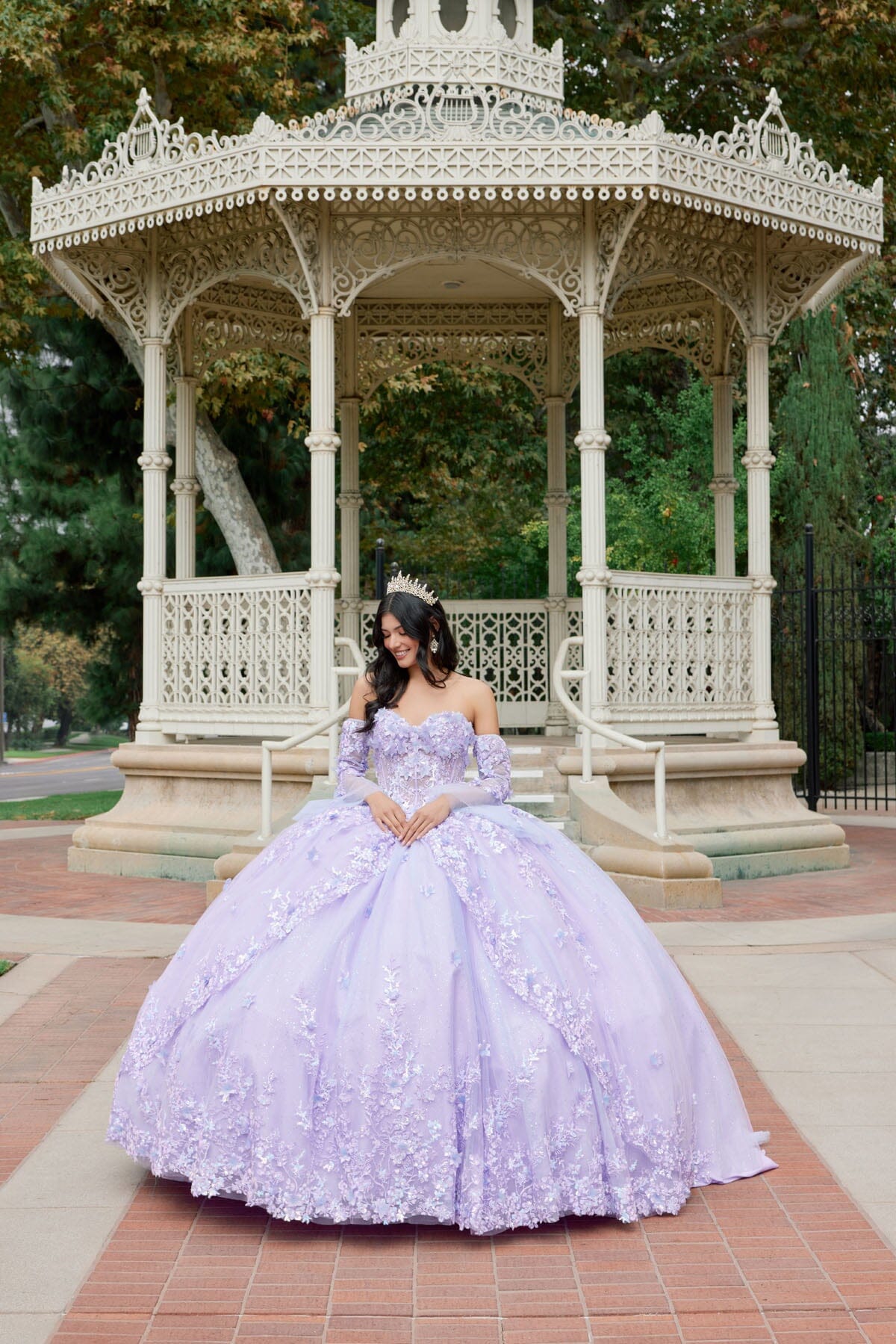 3D Floral Strapless Bell Sleeve Ball Gown by Juliet JT1459J - product image 4