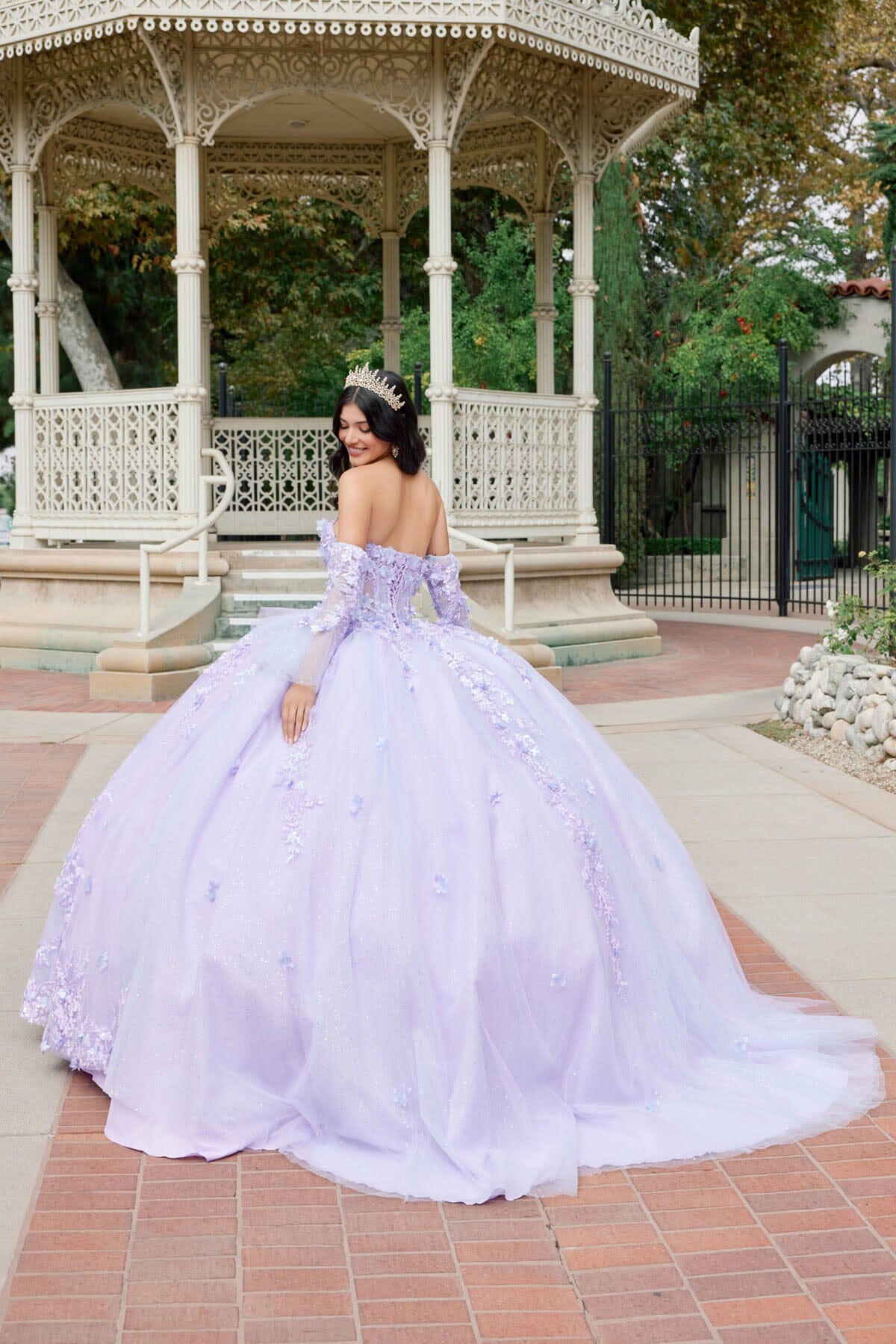 3D Floral Strapless Bell Sleeve Ball Gown by Juliet JT1459J - product image 2