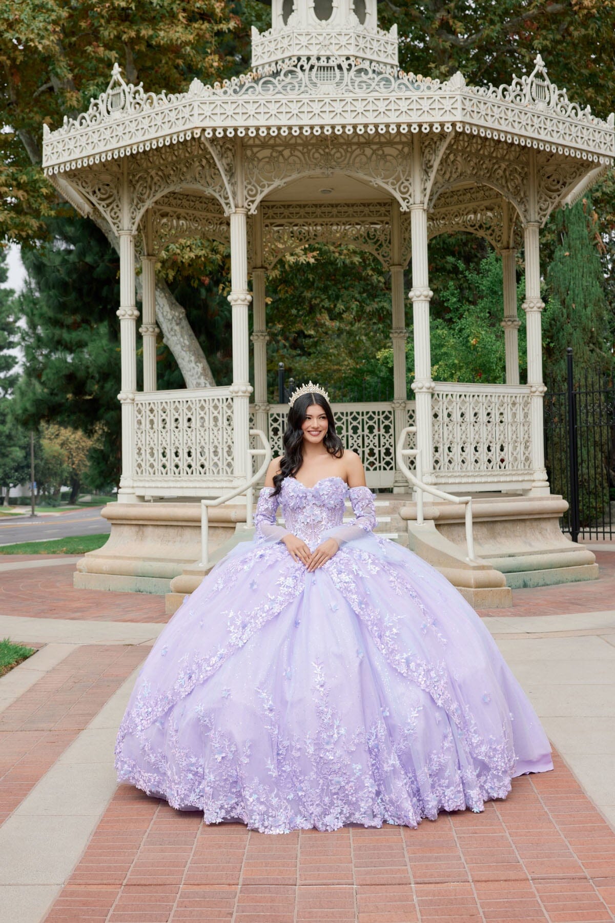 3D Floral Strapless Bell Sleeve Ball Gown by Juliet JT1459J - product image 3