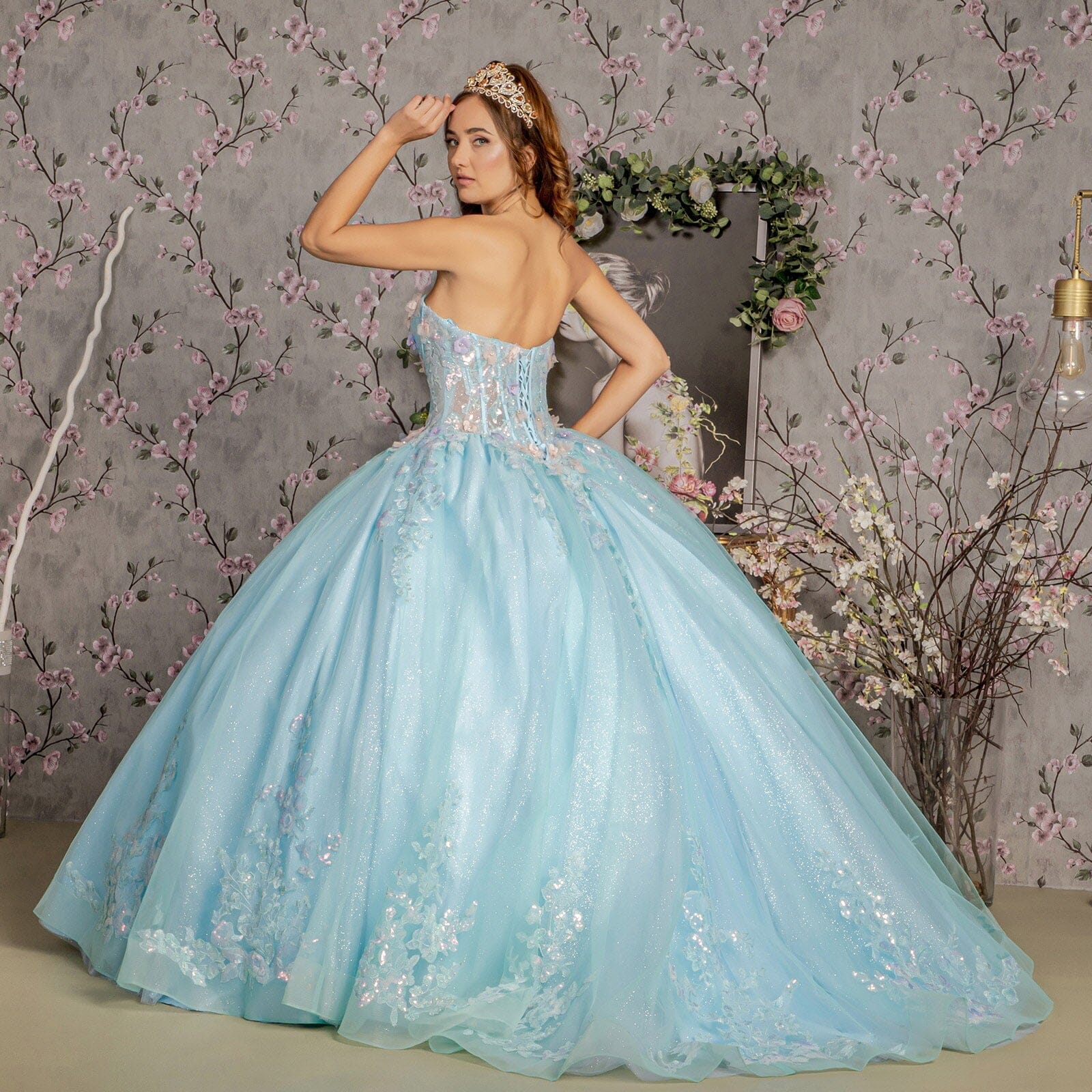 3D Floral Strapless Corset Ball Gown by GLS Gloria GL3332 - product image 6