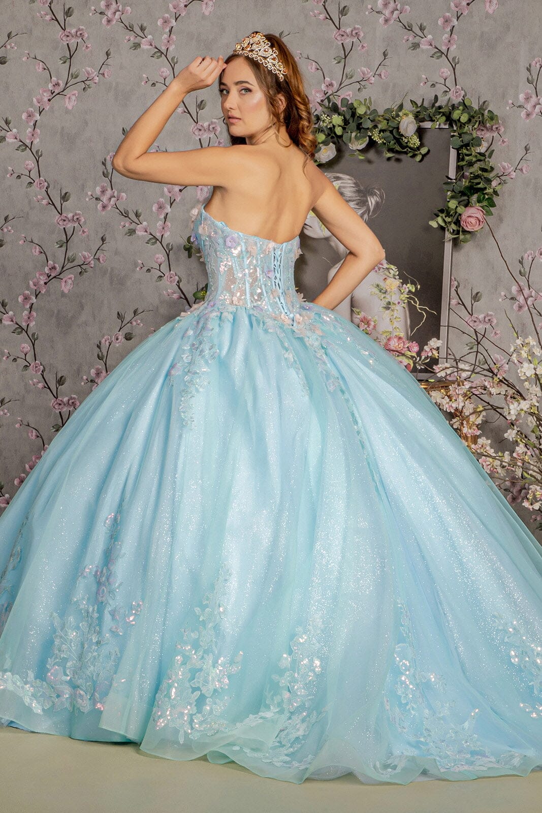 3D Floral Strapless Corset Ball Gown by GLS Gloria GL3332 - product image 2