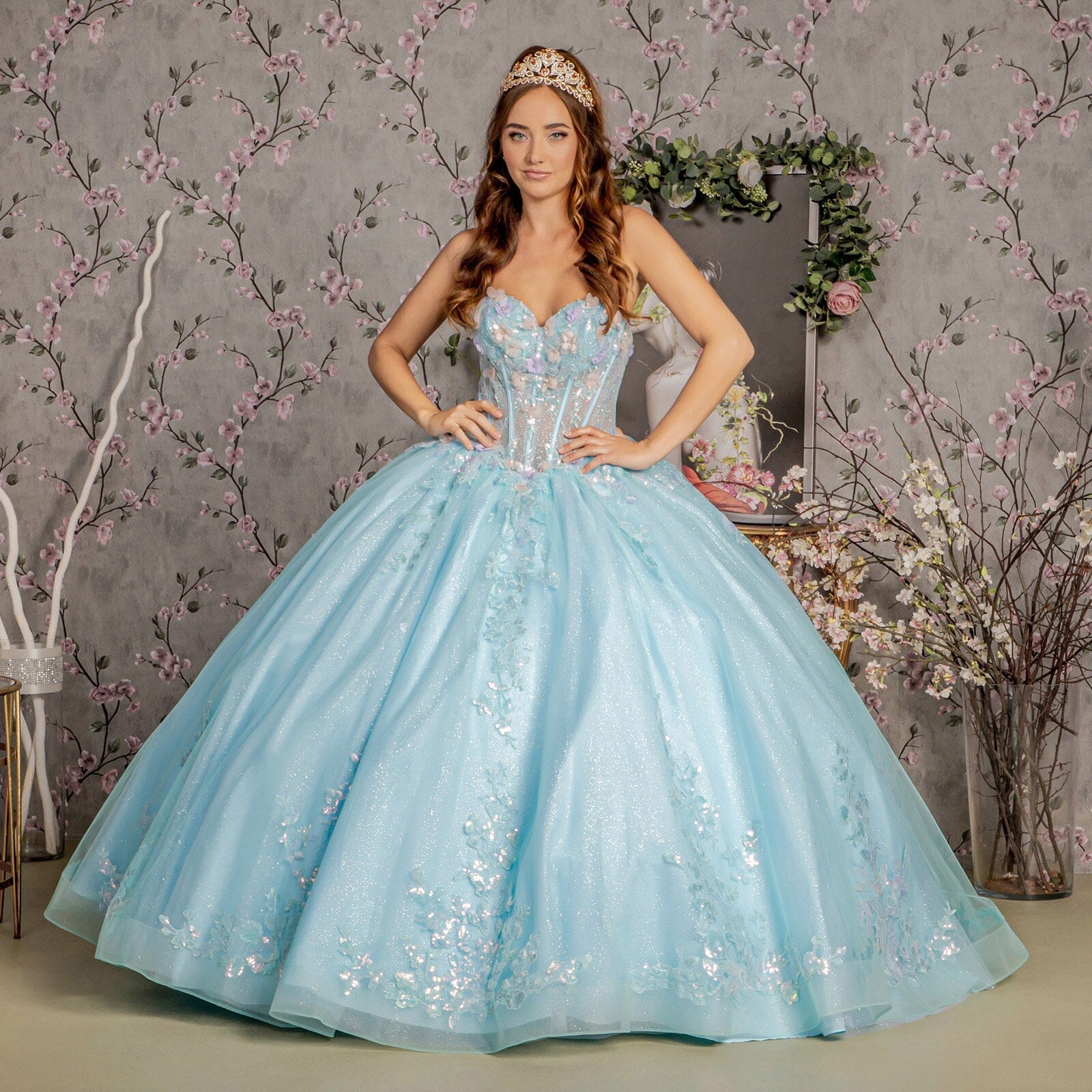 3D Floral Strapless Corset Ball Gown by GLS Gloria GL3332 - product image 5
