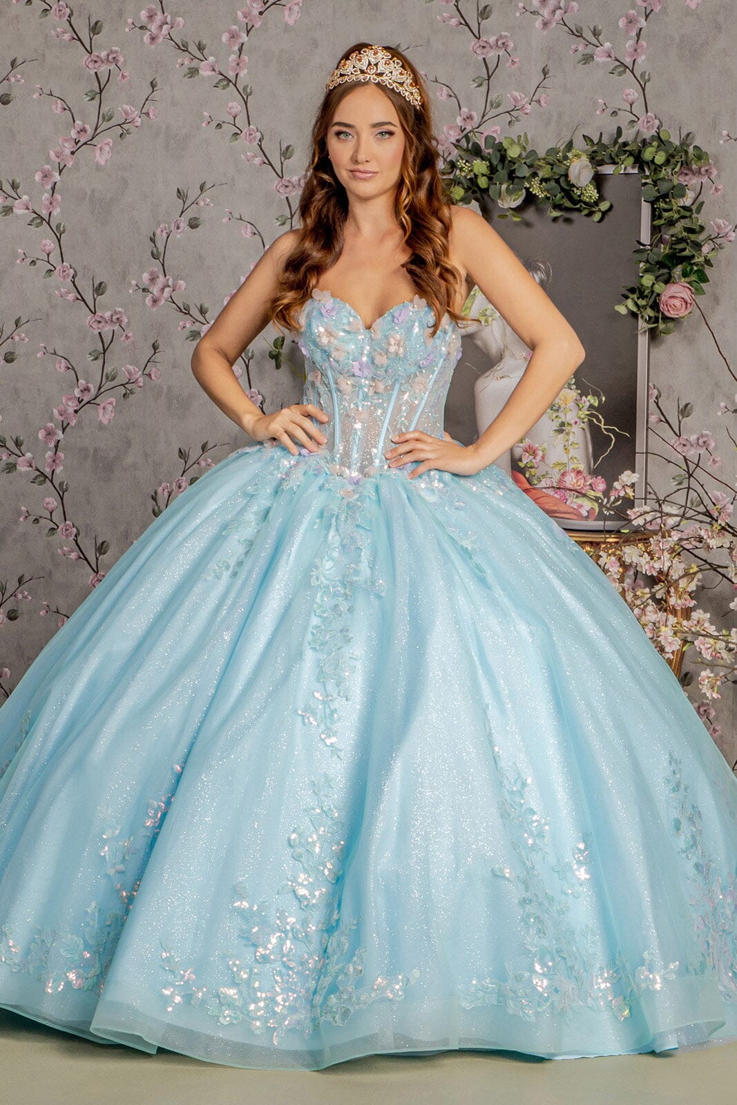 3D Floral Strapless Corset Ball Gown by GLS Gloria GL3332 - product image 1