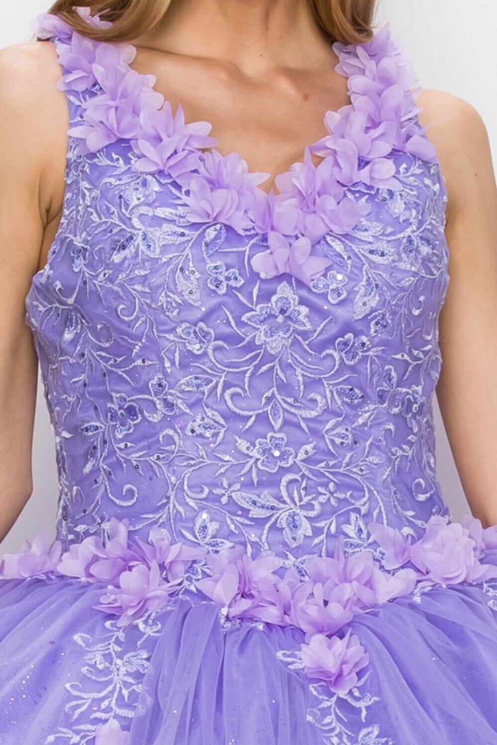 3D Floral V-Neck Ball Gown by Cinderella Couture 8025J - product image 8
