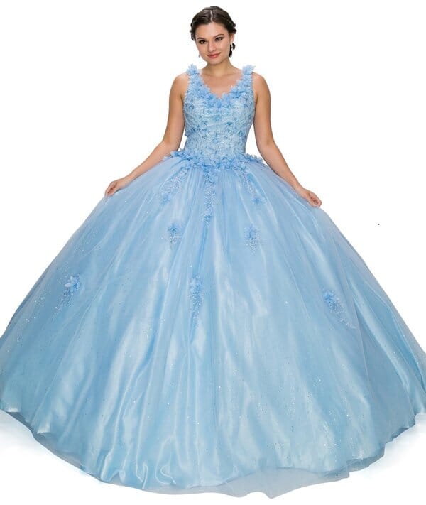 3D Floral V-Neck Ball Gown by Cinderella Couture 8025J - product image 5