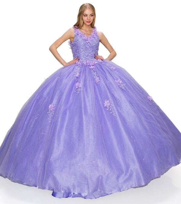3D Floral V-Neck Ball Gown by Cinderella Couture 8025J - product image 11