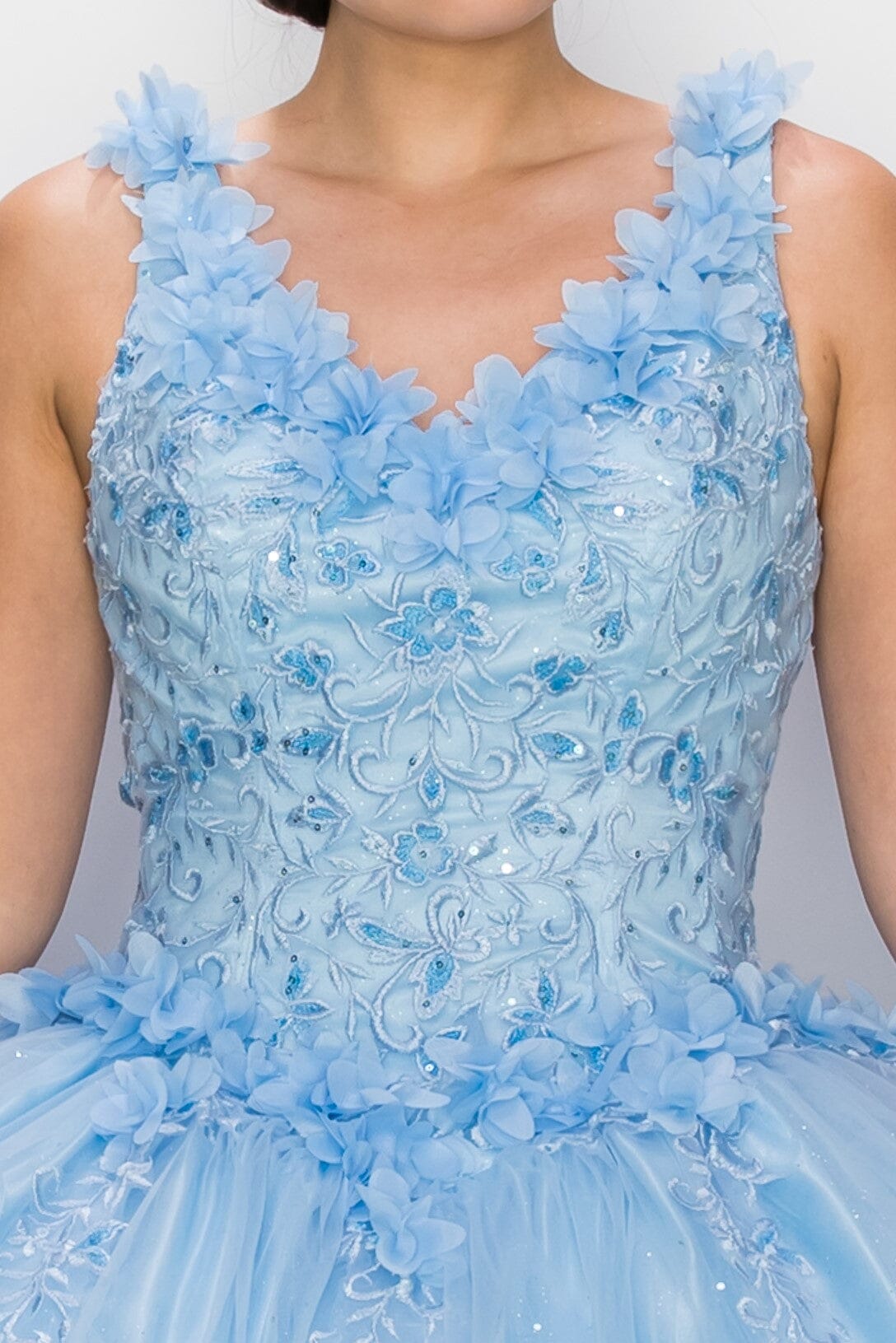 3D Floral V-Neck Ball Gown by Cinderella Couture 8025J - product image 3