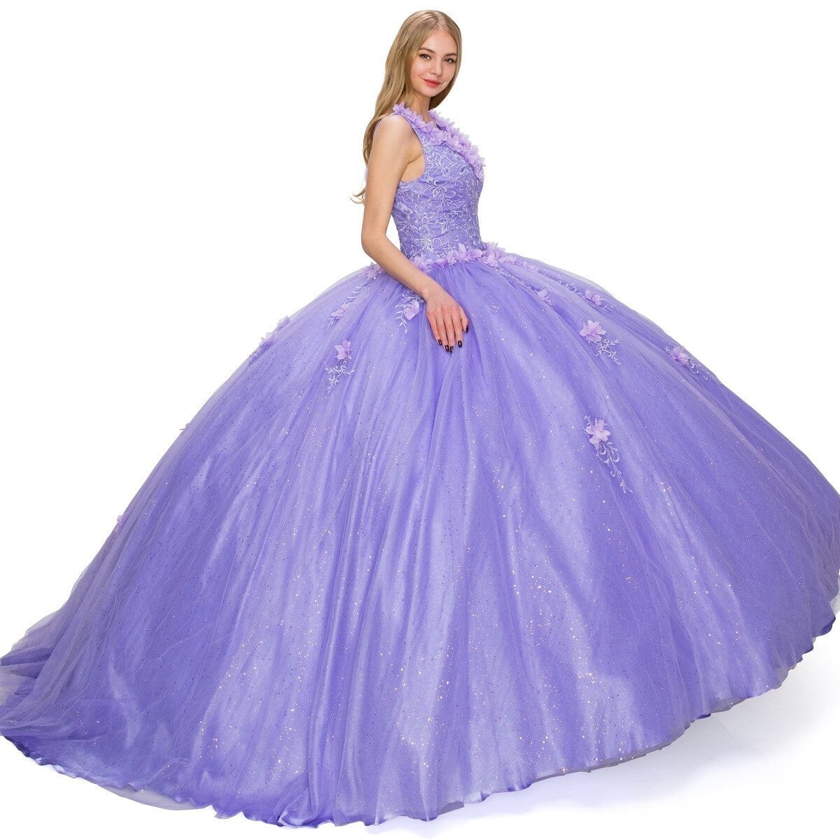 3D Floral V-Neck Ball Gown by Cinderella Couture 8025J - product image 10