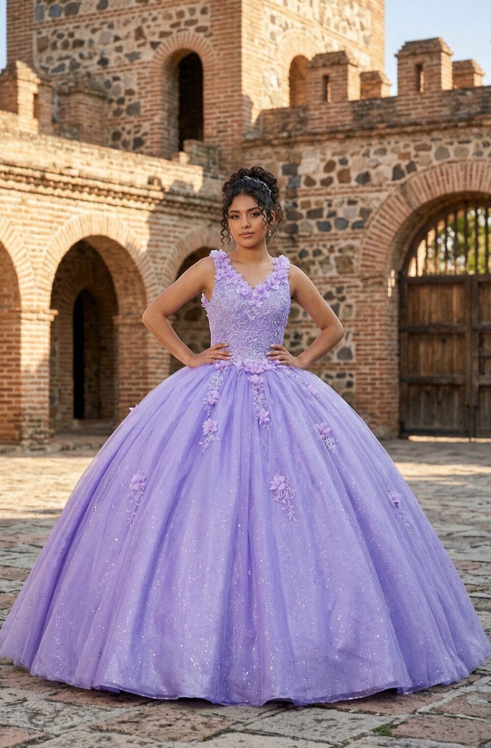 3D Floral V-Neck Ball Gown by Cinderella Couture 8025J - product image 6