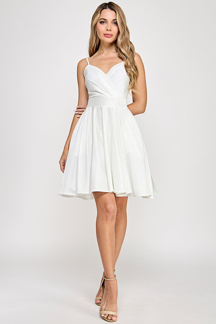 Metallic Short V-Neck A-line Dress by Lenovia 3075 - product image 4