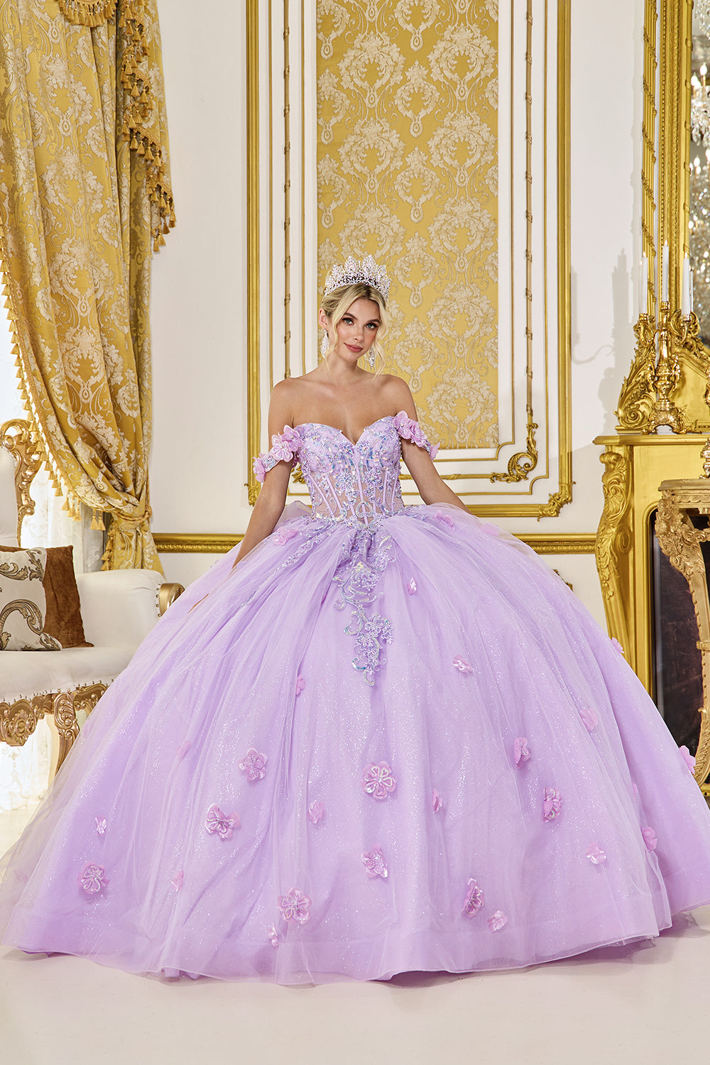 Terry Off Shoulder Ball Gown