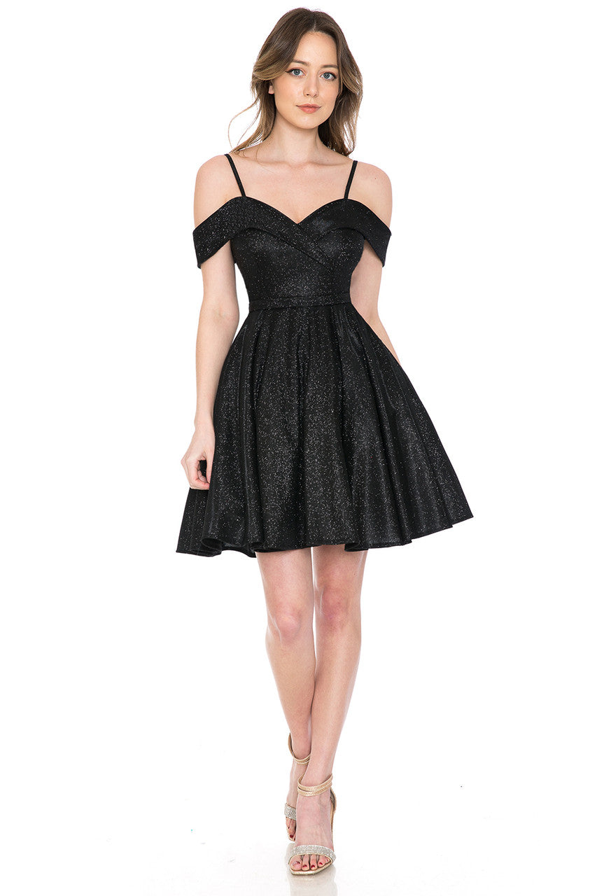 Metallic Short Cold Shoulder Dress by Lenovia 5228 - product image 8