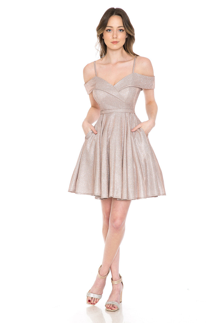 Metallic Short Cold Shoulder Dress by Lenovia 5228 - product image 10