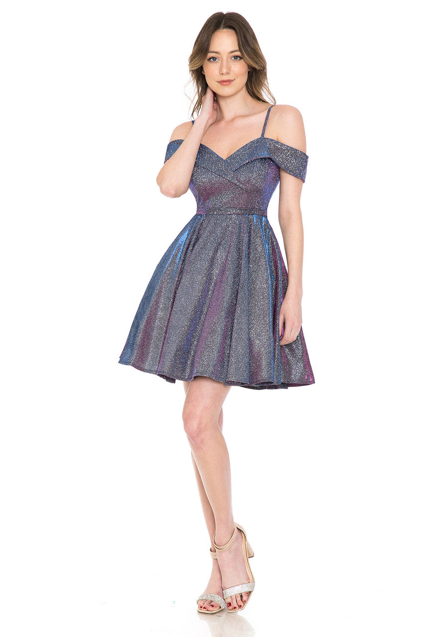 Metallic Short Cold Shoulder Dress by Lenovia 5228 - product image 4