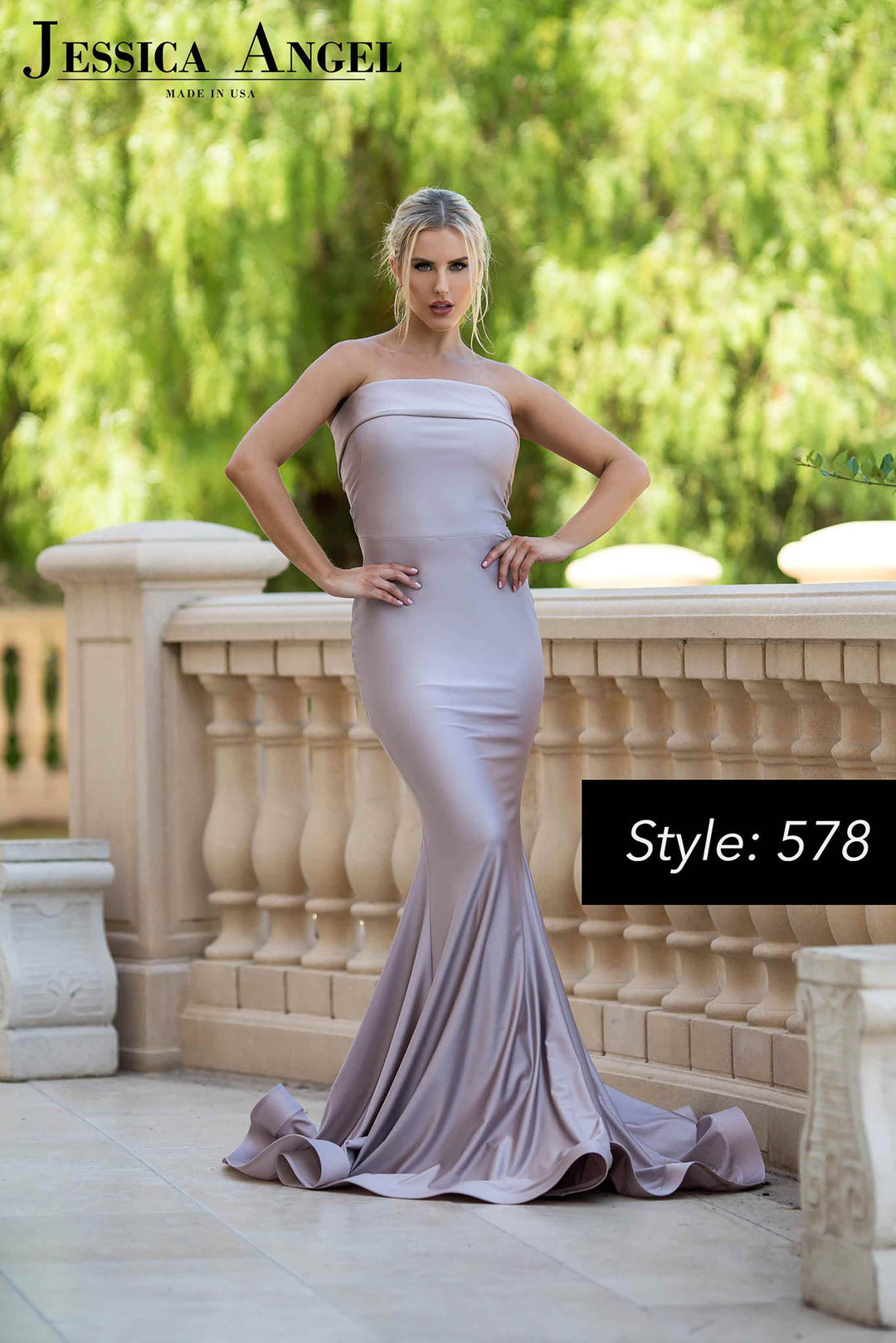 Jersey Fitted Strapless Gown by Jessica Angel 578