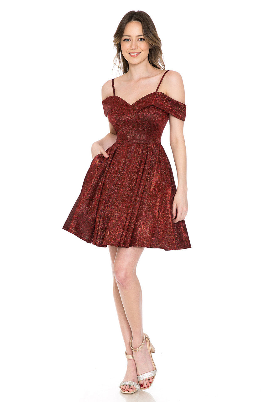Metallic Short Cold Shoulder Dress by Lenovia 5228 - product image 11