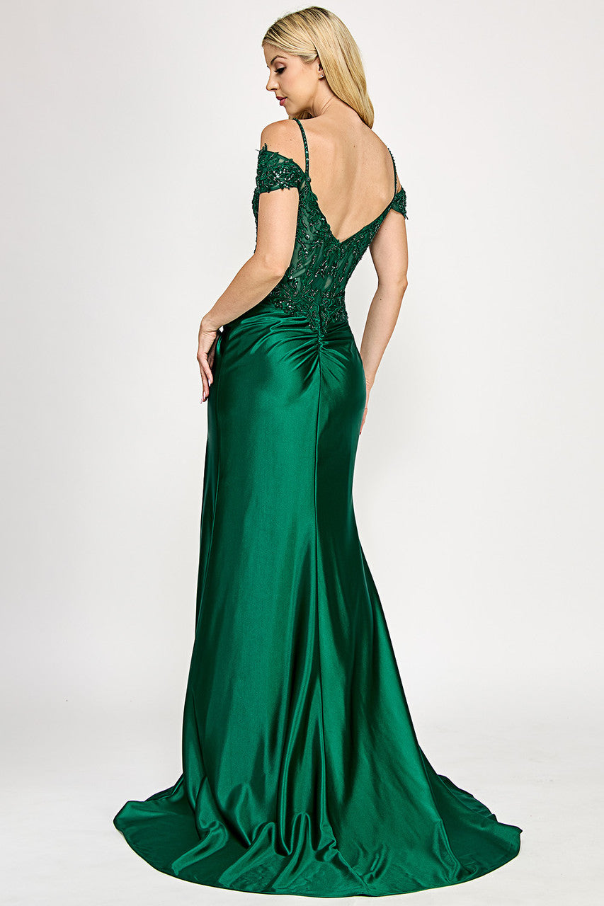 Embroidered Cold Shoulder Slit Gown by Lenovia 8348 - image 2