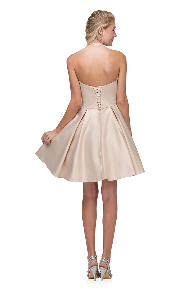 Satin Short Strapless A-line Dress by Eureka 6622 - product image 2