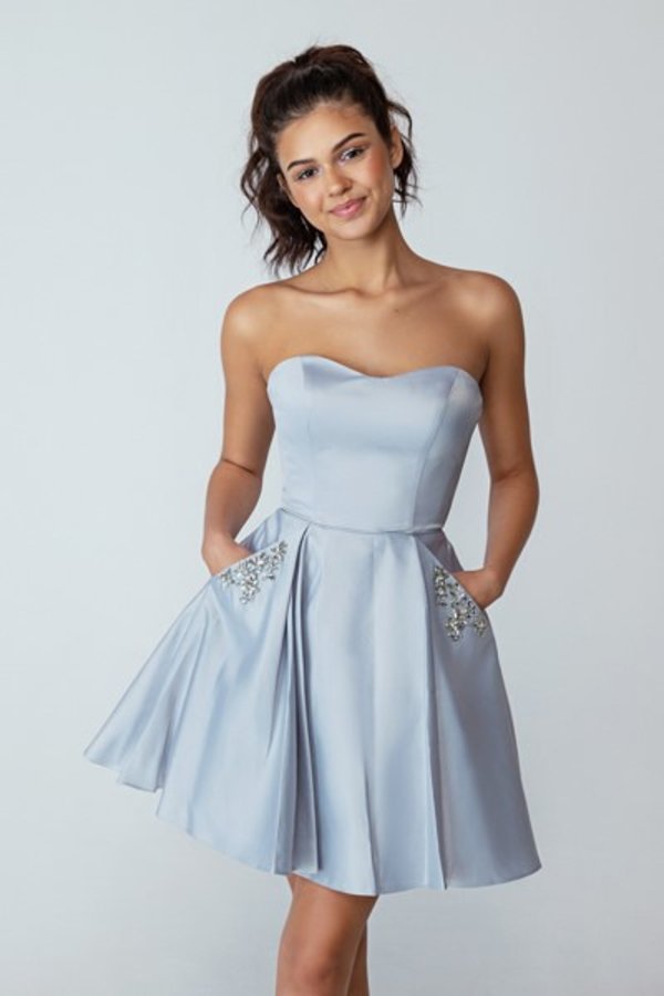 Satin Short Strapless A-line Dress by Eureka 6622 - product image 3
