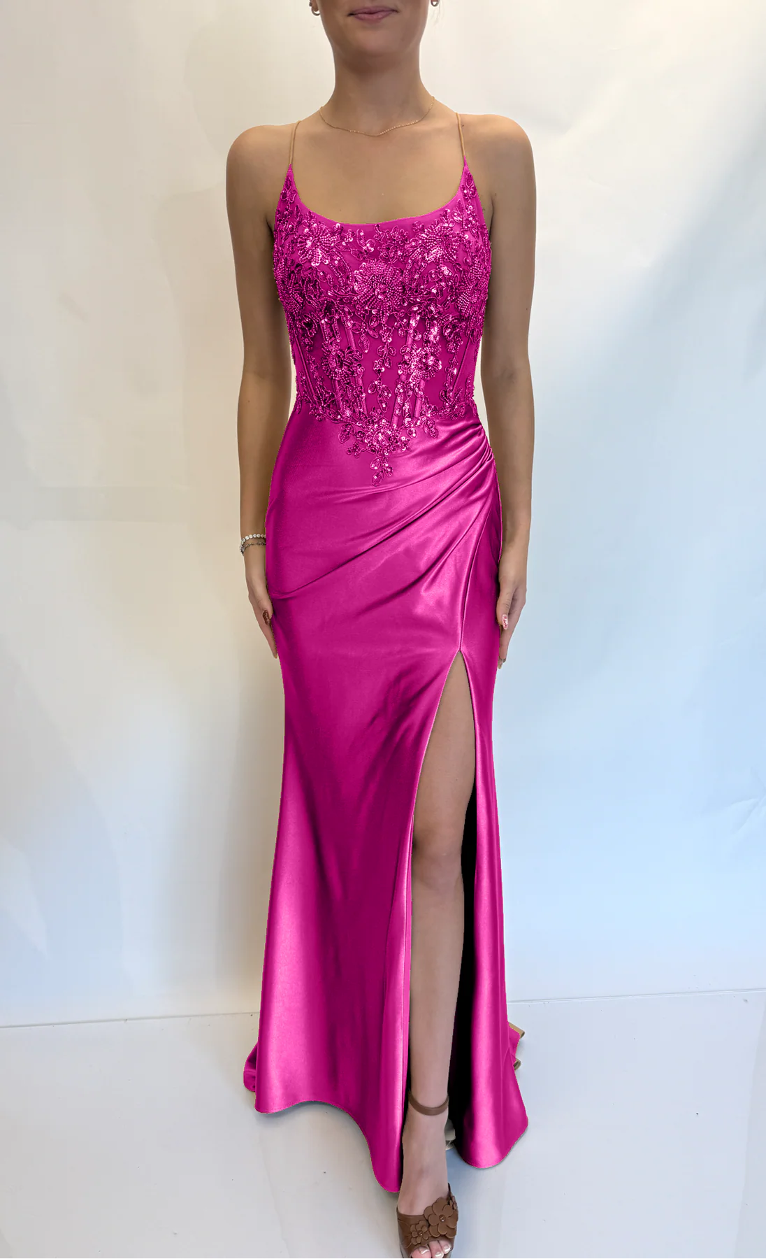 Clarisse 810708 - Applique Corset Prom Gown with Slit