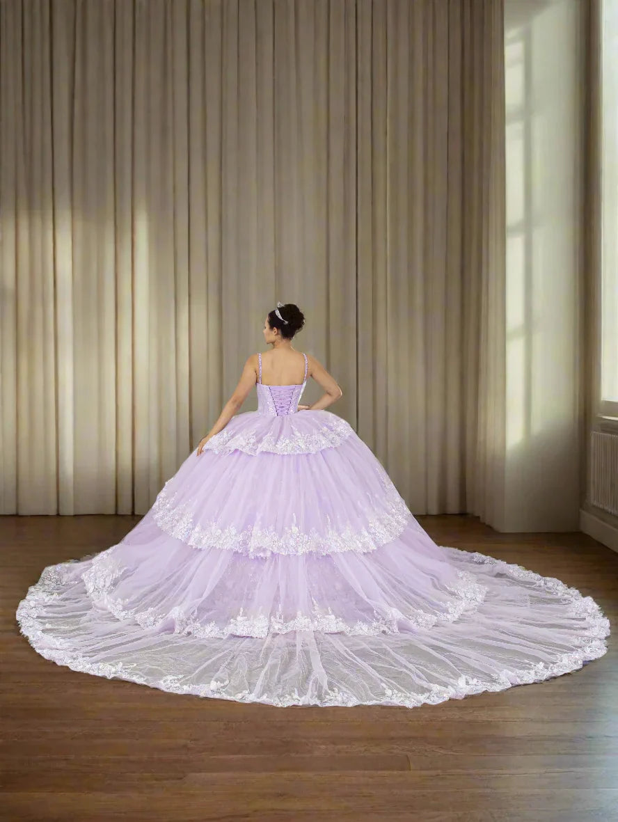 3D Floral V-Neck Tiered Ball Gown by Calla SCL-30029 - product image 3