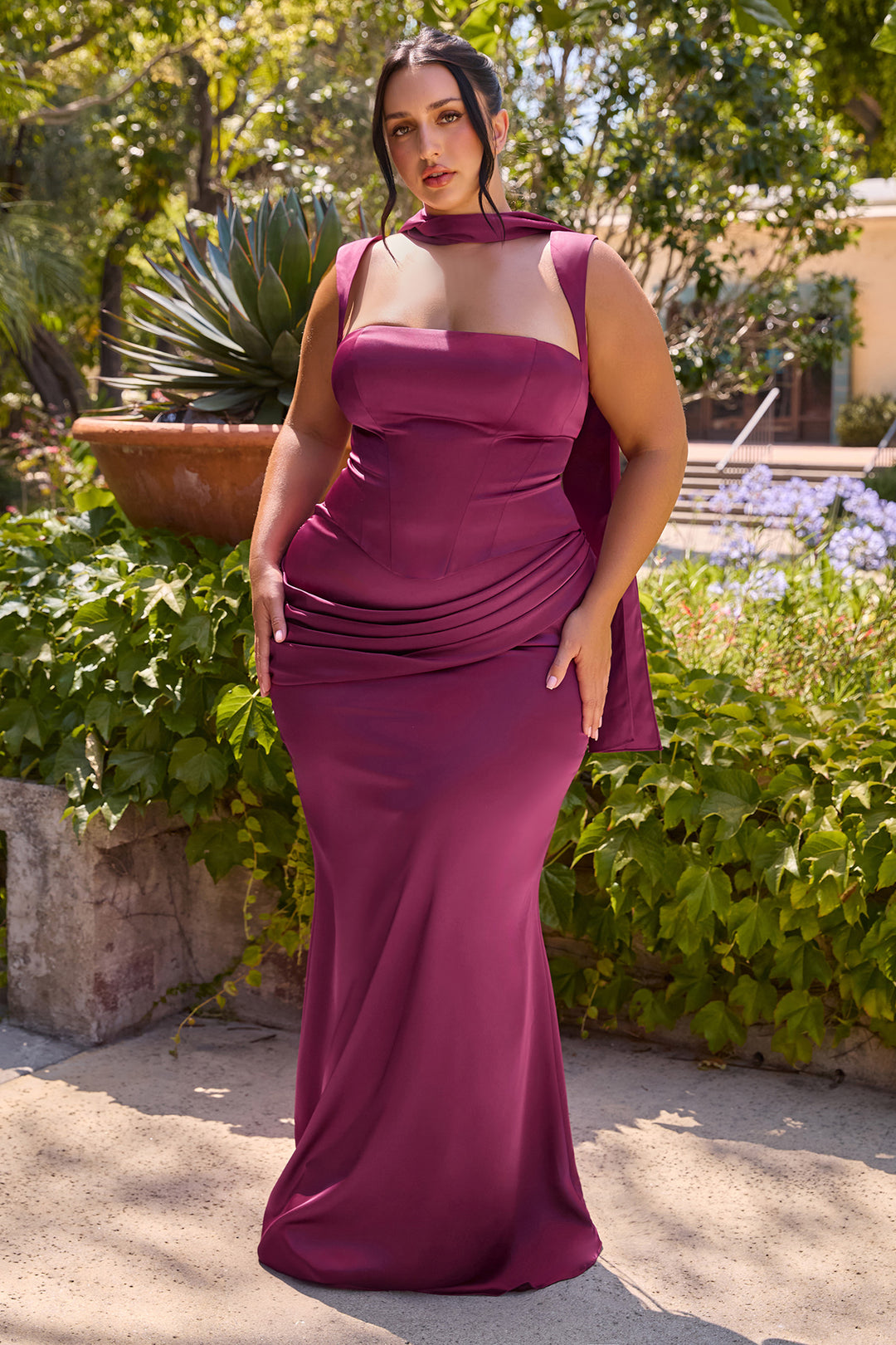 Satin Fitted Sleeveless 2-Piece Gown by Ladivine 7437
