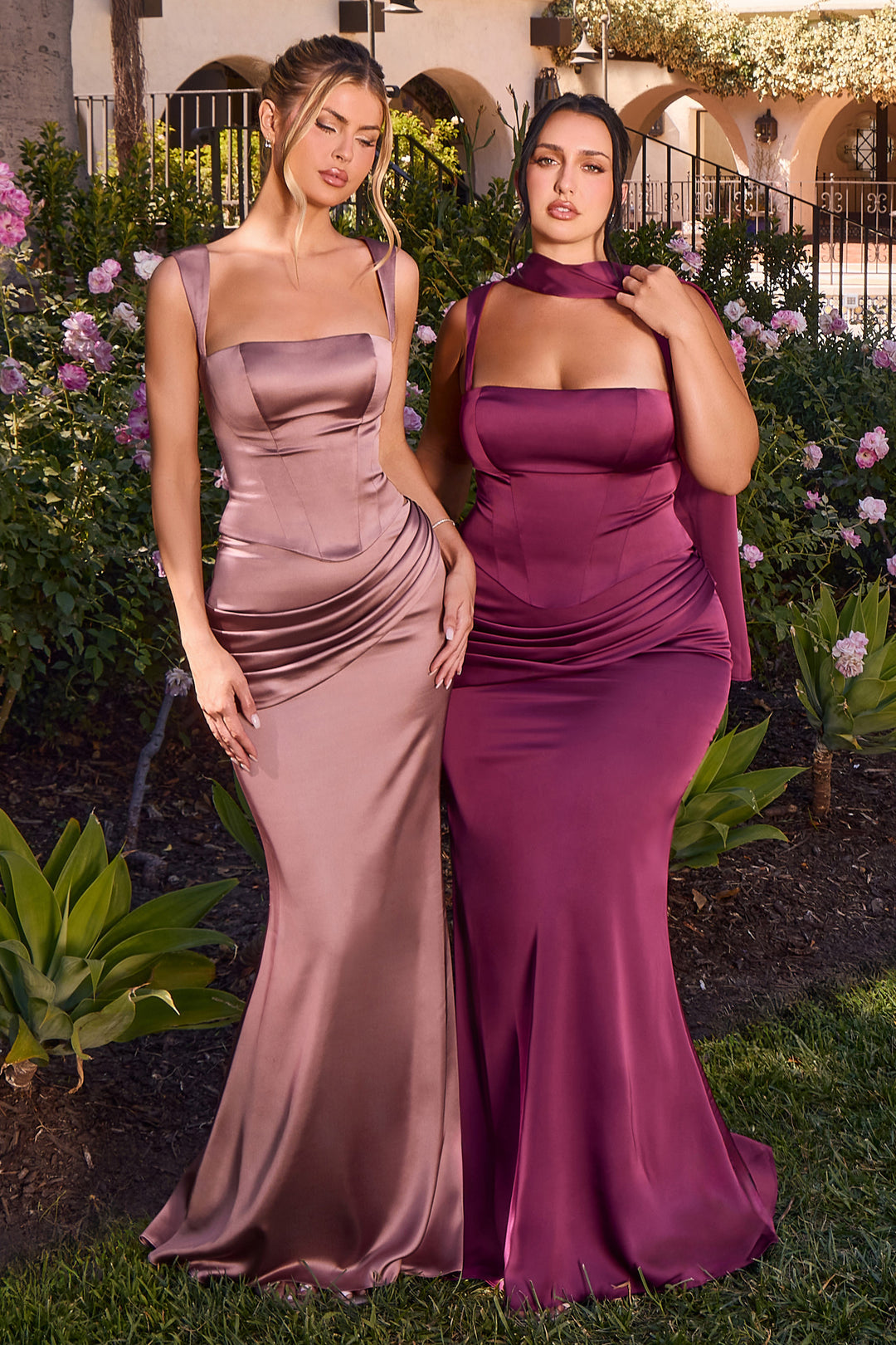 Satin Fitted Sleeveless 2-Piece Gown by Ladivine 7437 - image 1