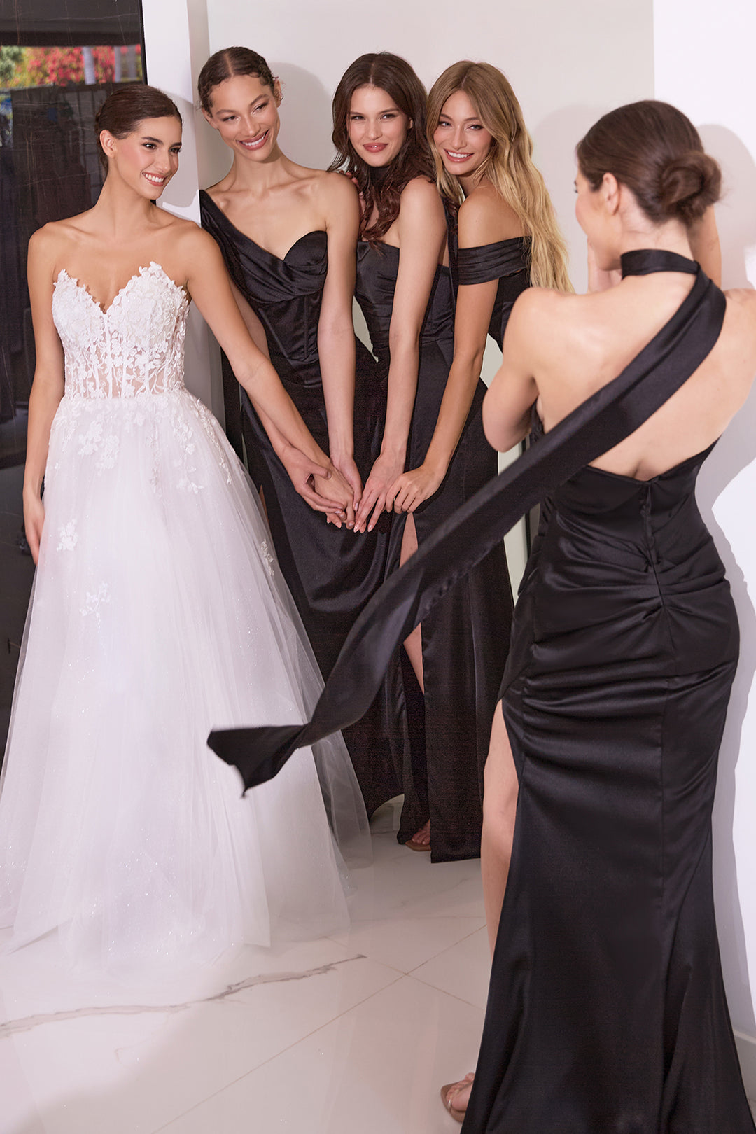 Satin Fitted One Shoulder Slit Gown by Ladivine 7448 - image 21