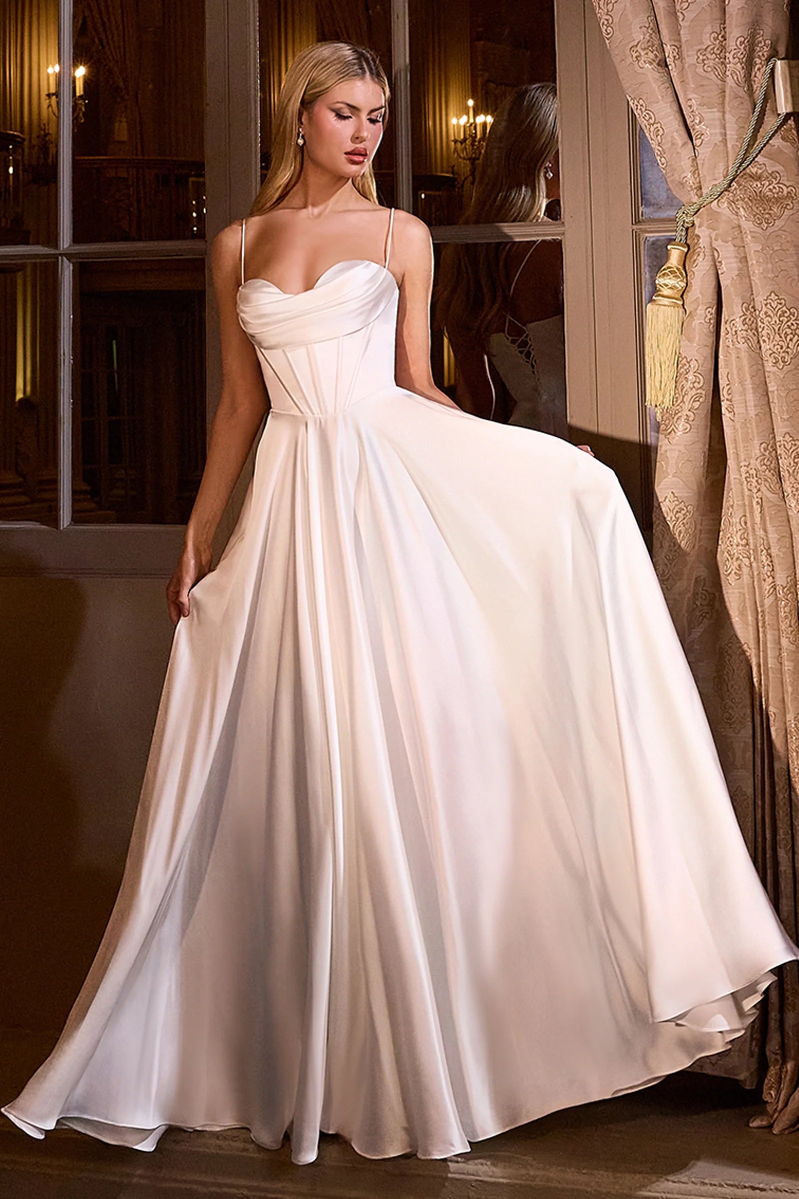 White Sleeveless A-line Gown by Ladivine 7481W