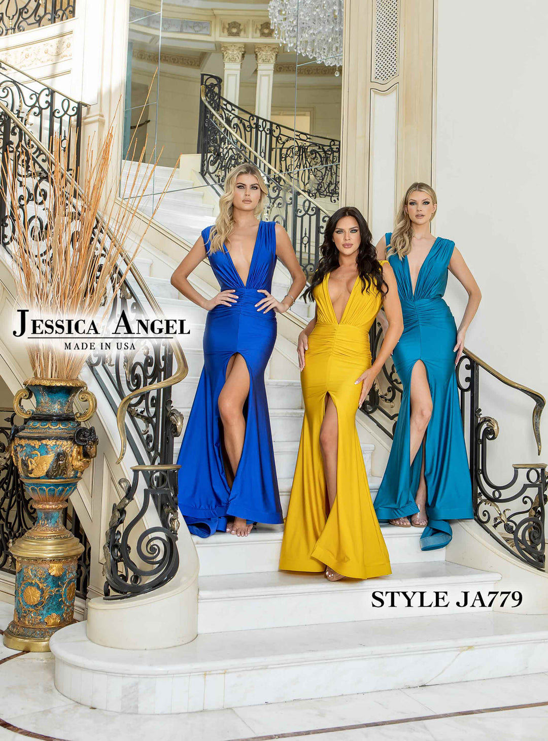 Jersey Fitted Sleeveless Slit Gown by Jessica Angel 779