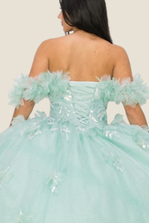Ruffled Bodice Off Shoulder Ball Gown by Cinderella Couture 8065J - product image 8