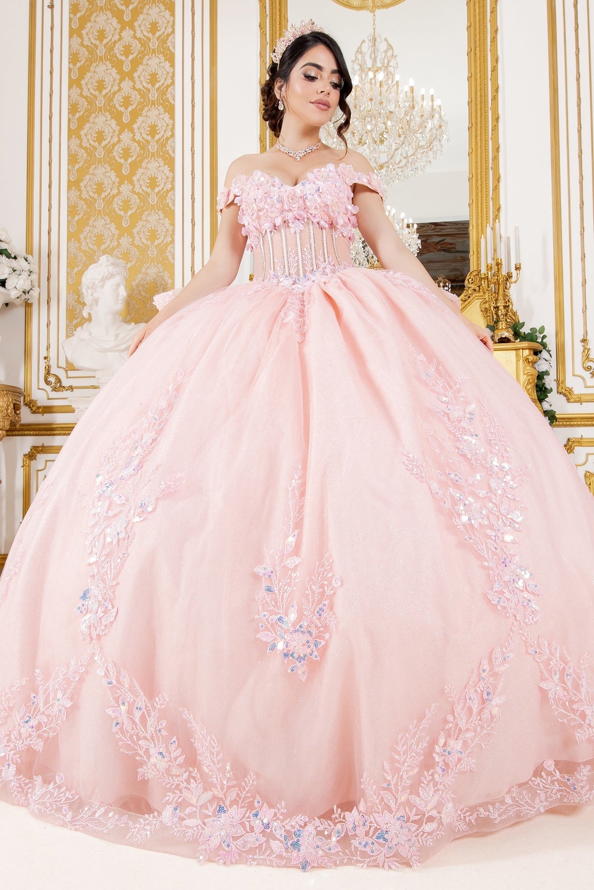 3D Floral Off Shoulder Ball Gown by Cinderella Couture 8160J - product image 1