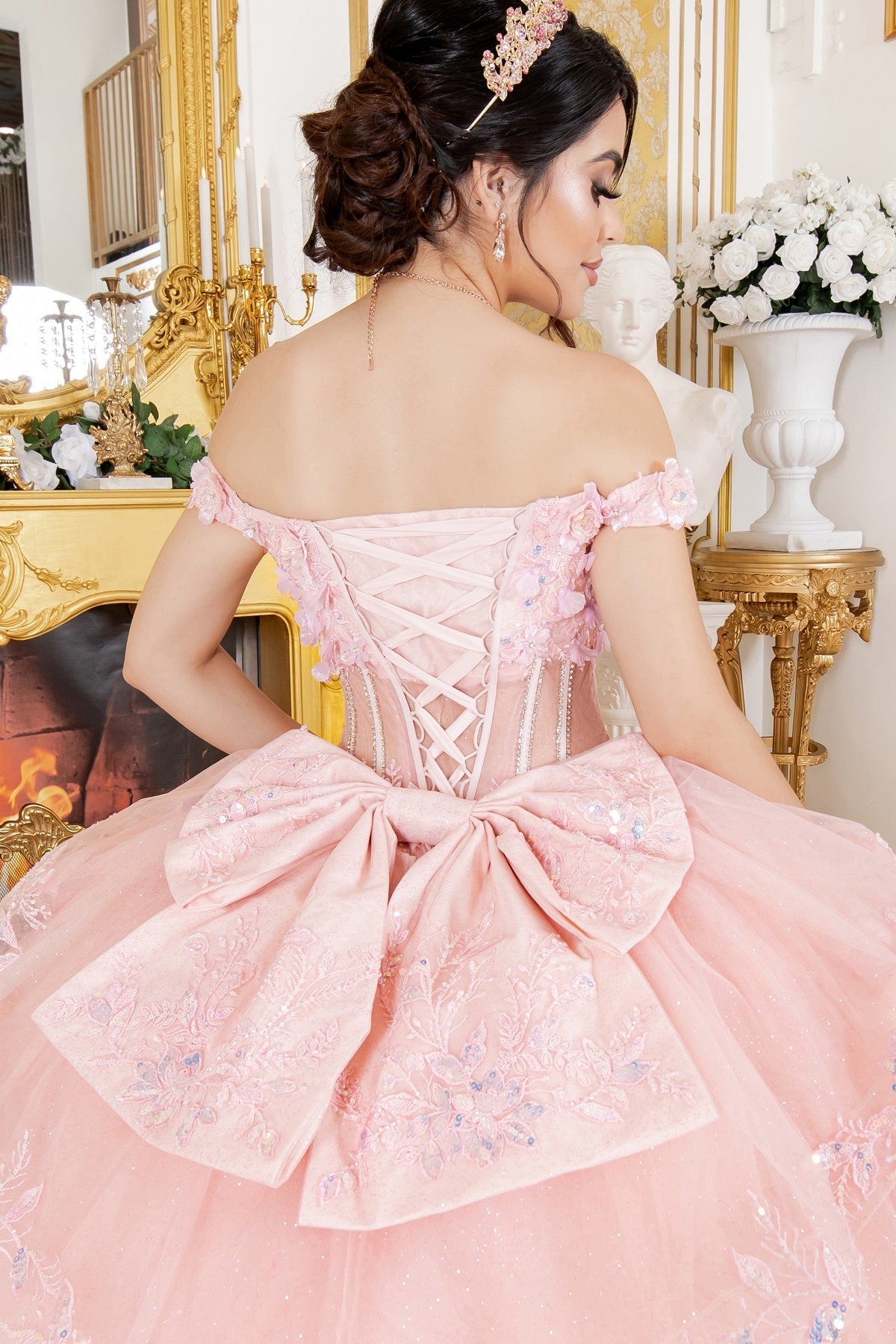 3D Floral Off Shoulder Ball Gown by Cinderella Couture 8160J - product image 4