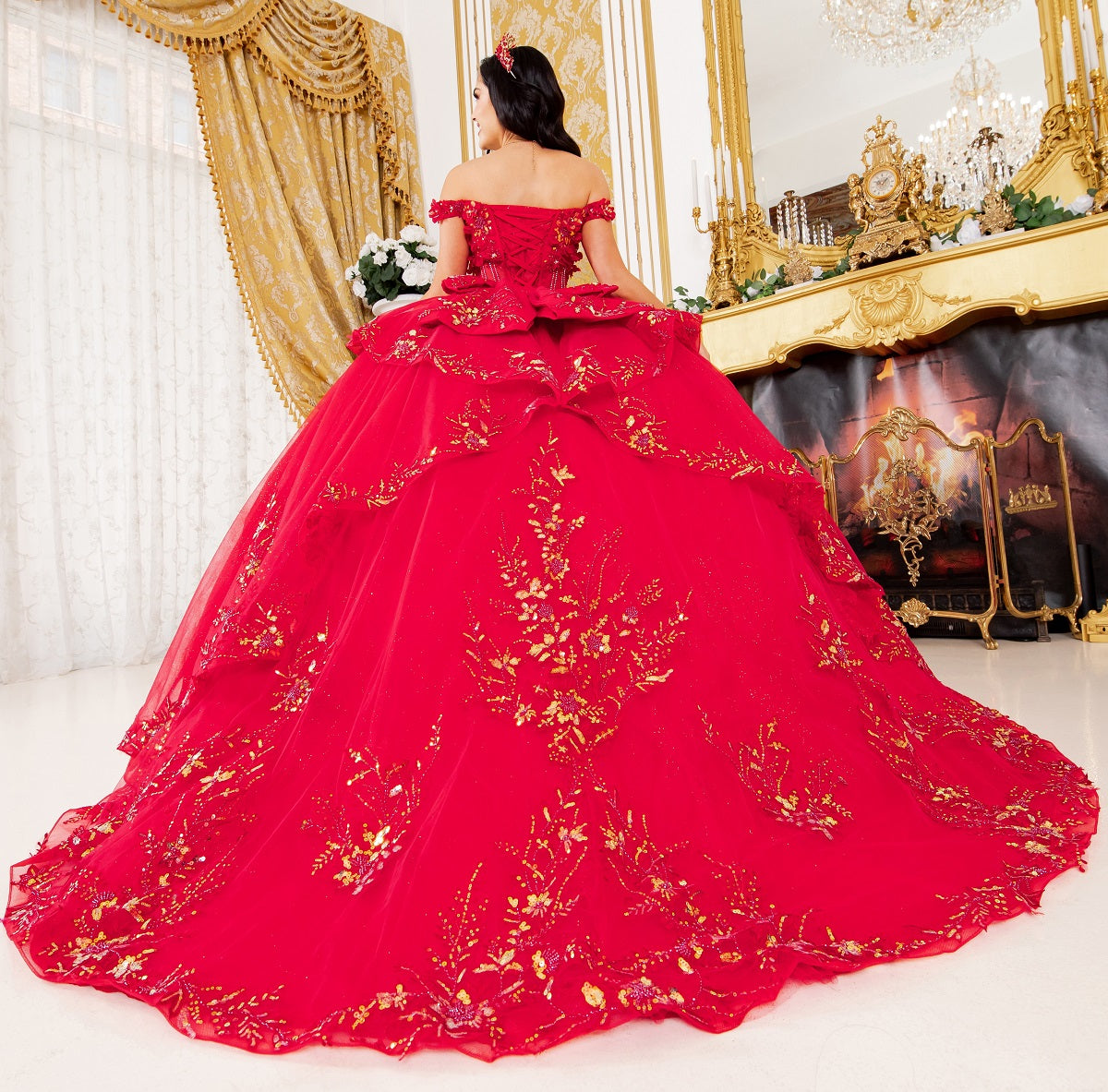 3D Floral Off Shoulder Ball Gown by Cinderella Couture 8160J - product image 12