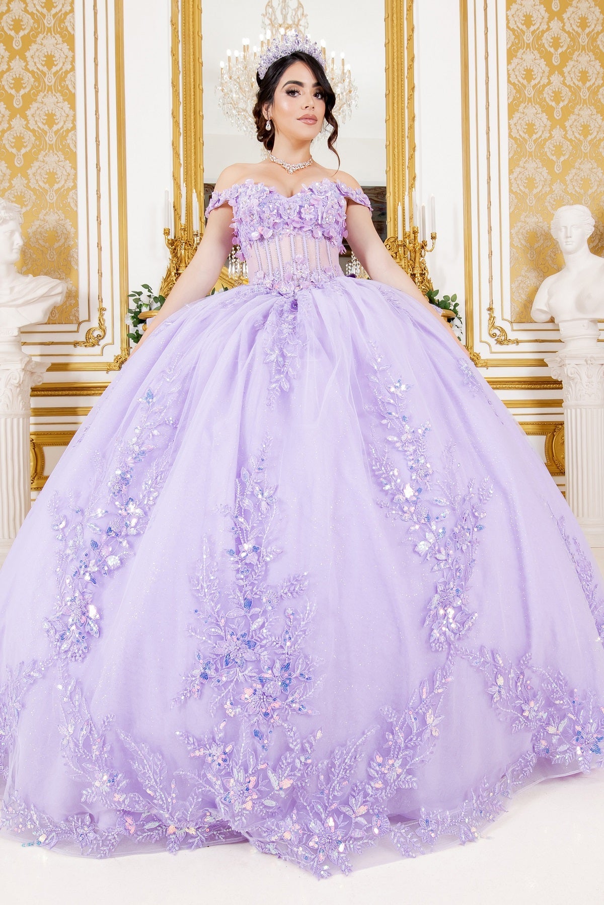 3D Floral Off Shoulder Ball Gown by Cinderella Couture 8160J - product image 6